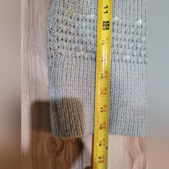 Tyler Boe Icy Blue Wool Blend Sweater Size Large Shimmer Cowl Neck Sequin - Picture 9 of 13